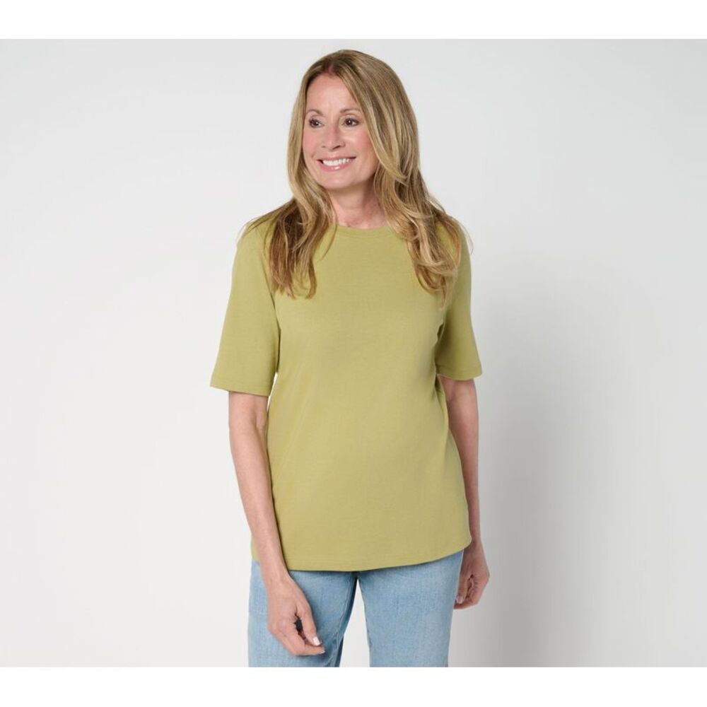 Top Knot Women's Sz XL Denim & Co. Essentials True Cotton Elbow Green A698995